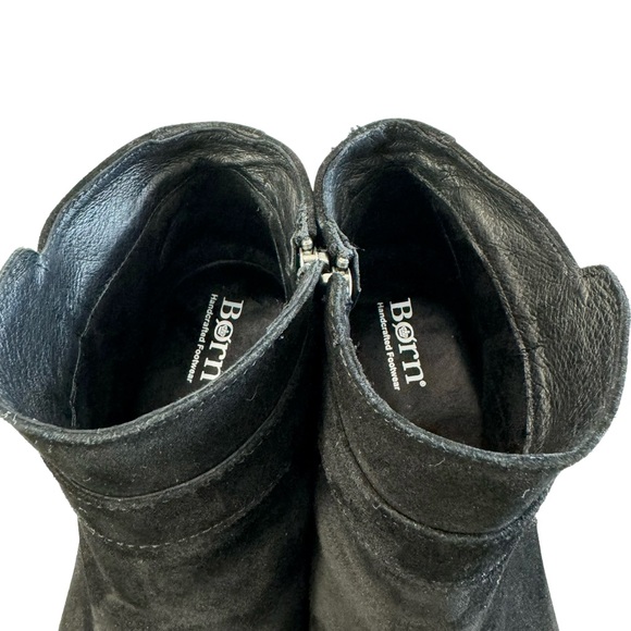 Born Morocco Black Distressed Suede Block Heel Ankle Booties Size 10 - Picture 11 of 16